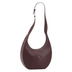 Cartier Vintage Must De Cartier Leather Burgundy Leather Shoulder Bag Bag